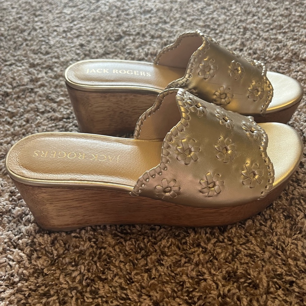 Jack Rodgers Gold Wedges